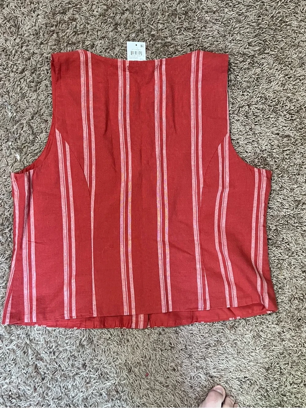 NWT And Now This Linen Blend Striped Button Front Vest XL - Picture 6 of 7